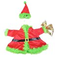 thumbnail image 2 of Porch Goose Outfits 19-23 Inch Christmas Red Dress with Green Fur Trim Black Belt Bow Hat Winter Holiday Outdoor Front Porch Patio Garden and Lawn Seasonal Decor, 2 of 9