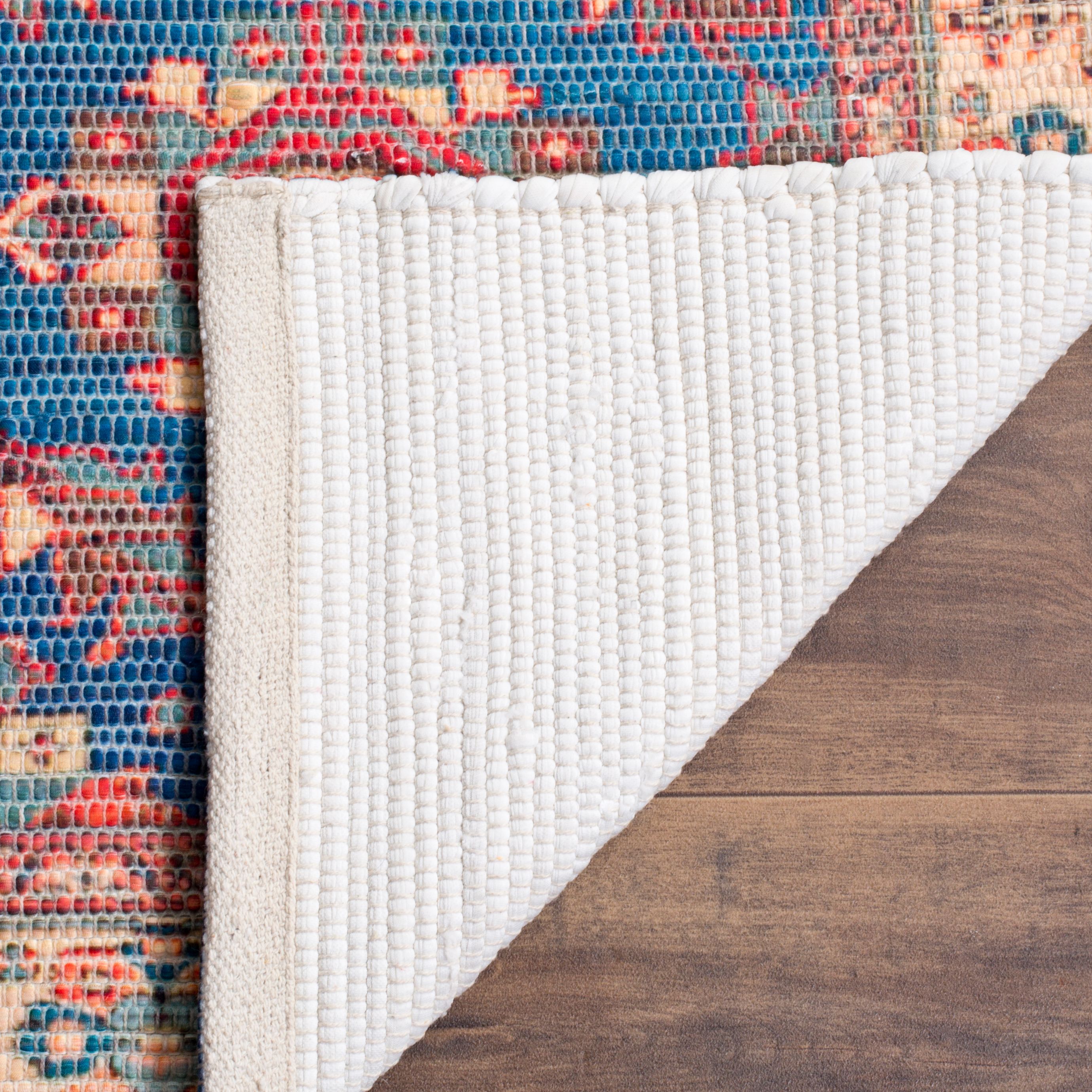 SAFAVIEH Saffron Jimney Geometric Cotton Runner Rug, Navy/Beige, 2'3" x 8'