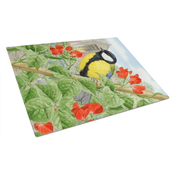 Caroline's Treasures Great Tit Glass Cutting Board Large