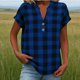 thumbnail image 2 of Blusas para las Mujeres Casual Verano Botón Sólido Cuello en V Suelto Camiseta Blusa Tela Suave Transpirable para la Oficina Casual Uso Diario Camisa de Denim Vestido Mujeres, 2 of 8