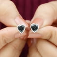 thumbnail image 6 of Rosec Jewels Heart Shape Black Onyx Solitaire Stud Earrings for Women - 7 mm - AAA Grade, 18K White Gold, 6 of 9