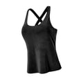 thumbnail image 1 of Camiseta sin mangas de yoga para mujer, sujetador acolchado, portátil, para entrenamiento, ejercicio, elegante, de nailon, para pilates, fitness, ropa M negro, 1 of 9