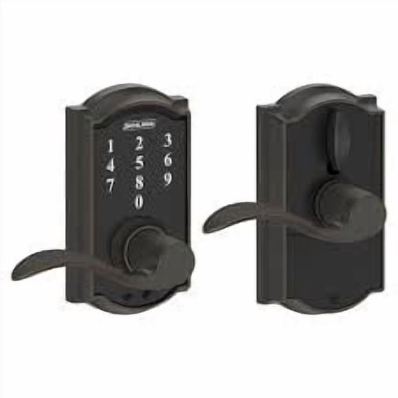 Schlage Accent Aged Bronze Electronic Keyless Touchscreen Door Lock Lever with Camelot Trim Rated AAA