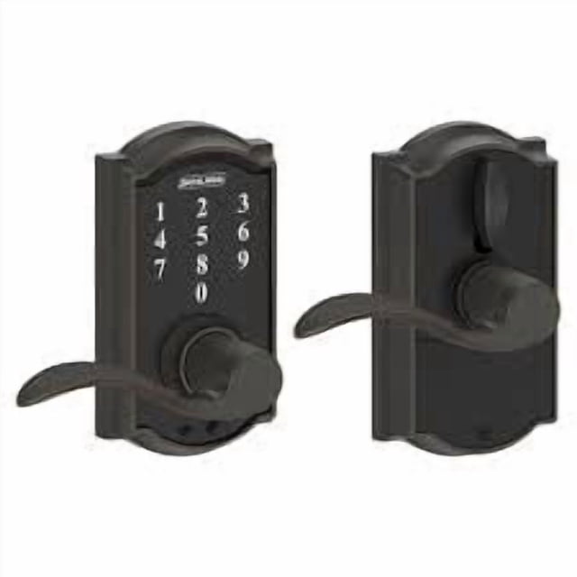 Schlage Accent Aged Bronze Electronic Keyless Touchscreen Door Lock Lever with Camelot Trim Rated AAA