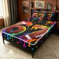 thumbnail image 2 of meiyoeat Graffiti Dripping Football Zipper Twin Comforter Sets with Fitted Sheet and 2 Pillowcases for Boys, Rainbow 67 Number Stars Zipper Bedding Set, Black Reversible, 4 Pieces, 2 of 7