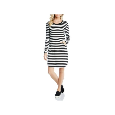 Karen Kane Womens Blue Wave Striped Long Sleeve T-Shirt Dress