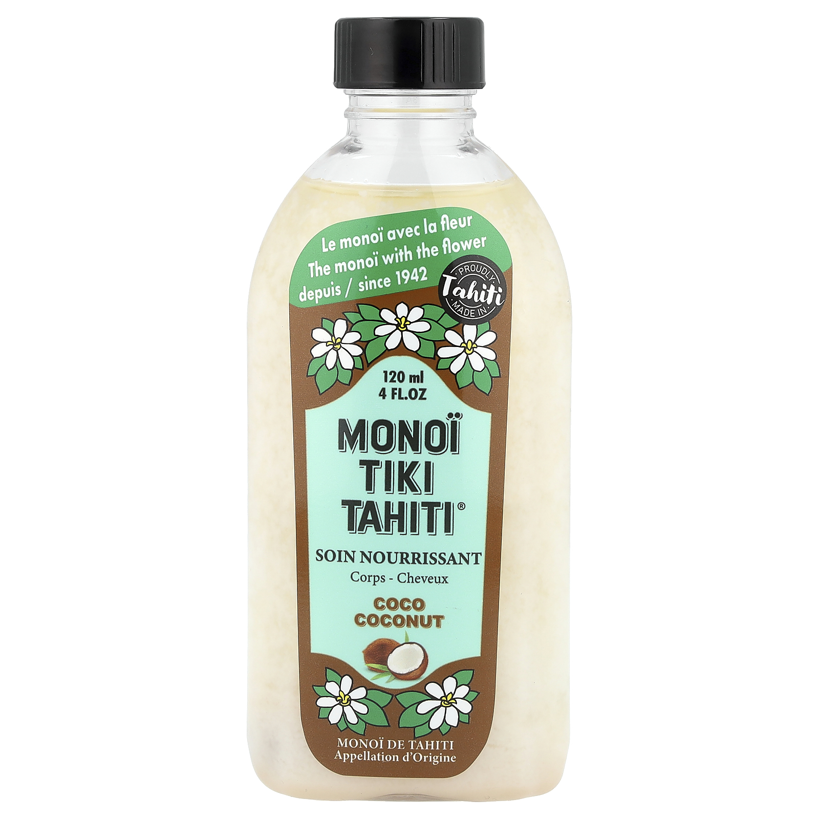 Monoi Tiare Tahiti Monoi Tiki Tahiti®, Coconut Oil, Coco Coconut, 4 fl oz (120 ml)