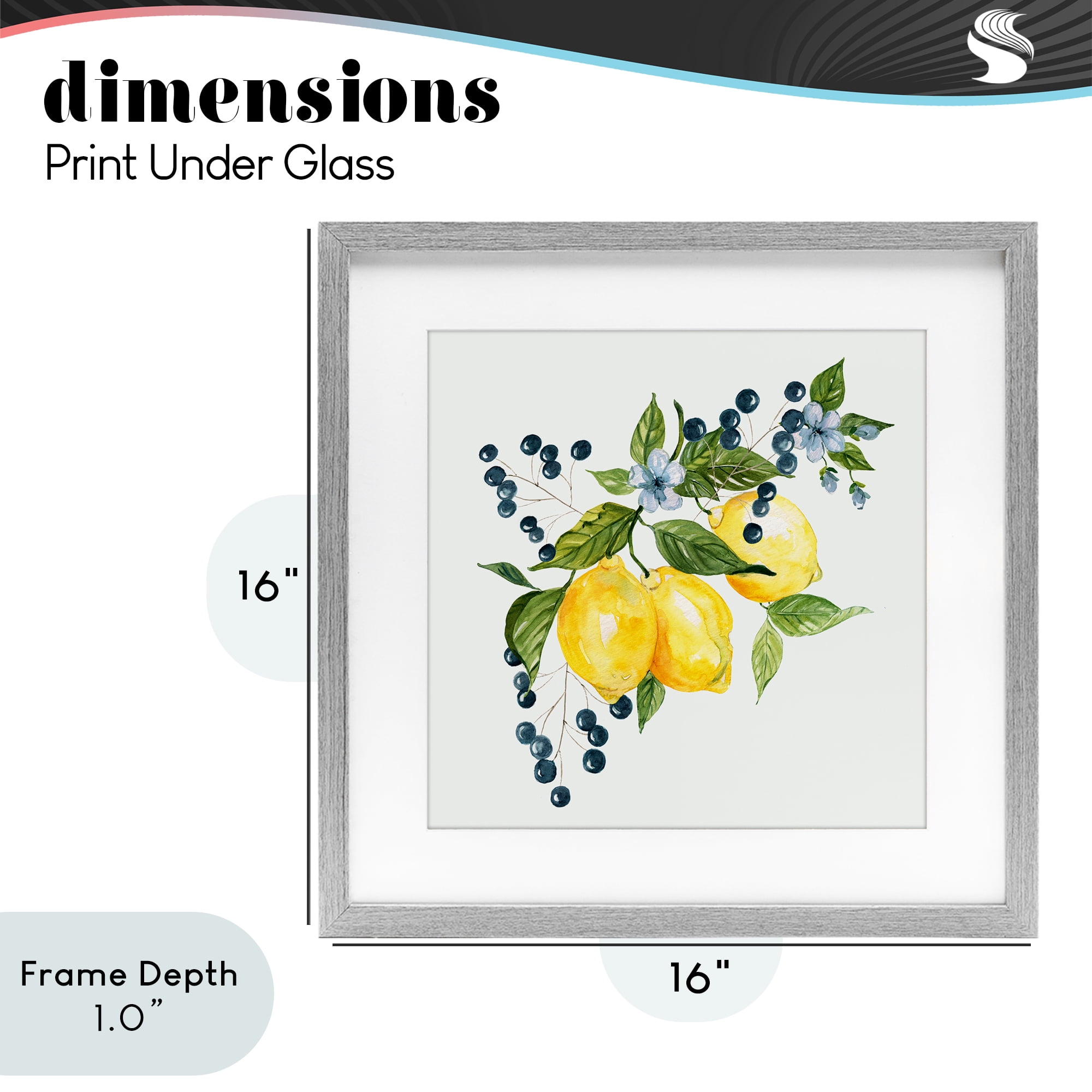 Stupell Industries Lemon Branch with Berries Gray Framed Print Under Glass, design by Livi Finn