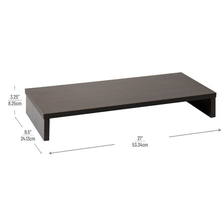 Mind Reader - Wooden Monitor Stand Riser - Brown