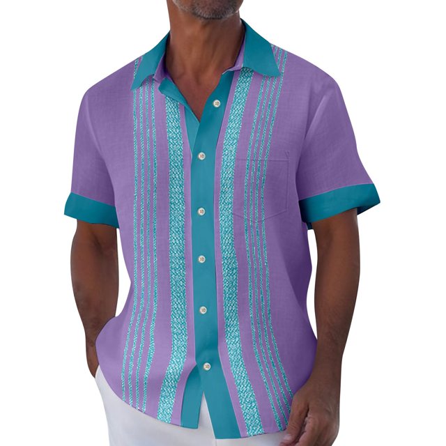 Hawaiian Shirt For Men, Men's Vintage Button Down Bowling Shirts Short Sleeve Summer Beach Shirt 2XL