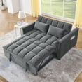 thumbnail image 2 of 3 in 1 Convertible Sofa Bed,Pull Out Couch Velvet Sleeper Sofa with 3-Position Adjustable Backrest,2-Seater Sectional Sofa with 2 Pillows & Two Side Pockets for Living Room, Apartment,Gray, 2 of 7