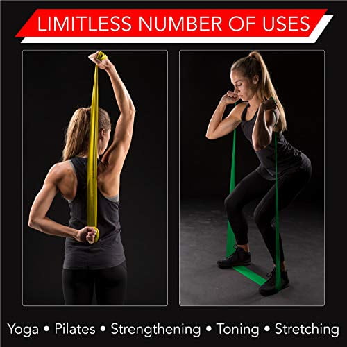 Resistance Bands Set, 3 Pack Latex Exercise Bands with Different  Strengths,Elastic Bands for Upper & Lower Body & Core Exercise, Physical  Therapy