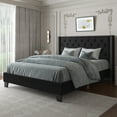 thumbnail image 4 of Nathaniel Home, Queen Bed Frames Upgrade, Linen Upholstered Platform Bed, Diamond Beds Frame for Bedroom, with Fabric Button Tufted Headboard, Black, 4 of 10