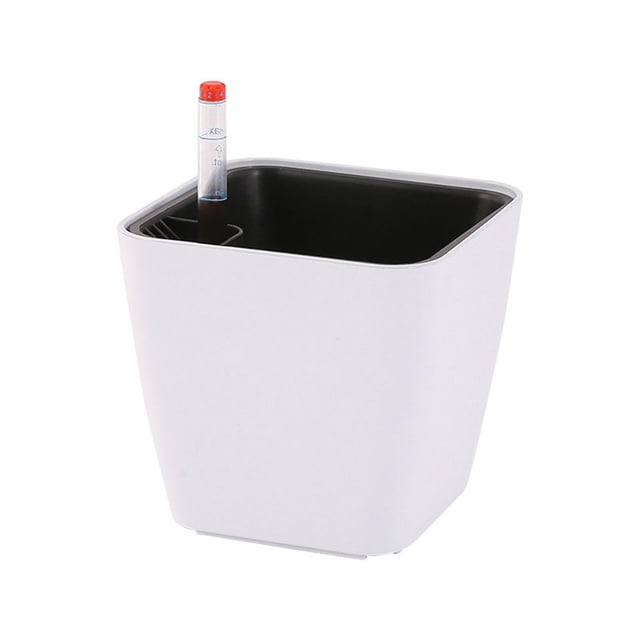 S SERENABLE Plastic Self Watering Plant Pot with Water Level Indicator for Orchids Cacti White