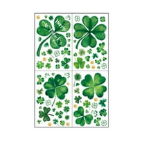4 Sheets St. Patrick's Day Window Clings, Large Shamrock Window Stickers Shamrock Window Decal Irish St. Patrick's Day Decorations for Home School Office Party Supplies Favors