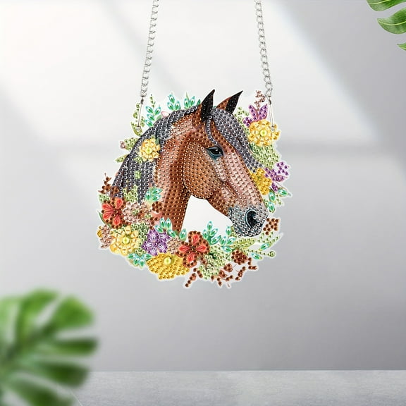 Diamond painting hanging, horse 3D three-dimensional diamond painting Kits, diamond art hanging decorations, suitable for home wall garden decoration gift