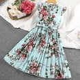 thumbnail image 2 of Otqutp Toddler Birthday Dress Girl's Casual Dress Summer Scoop Flower Print Sleeveless Flowy Print Plain Sundress Pleated Dress, 2 of 9