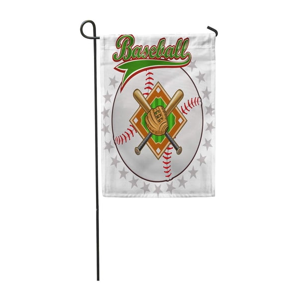 LADDKE Action Baseball Label Ball Bat Base American Glove Catch Champion Garden Flag Decorative Flag House Banner 12x18 inch
