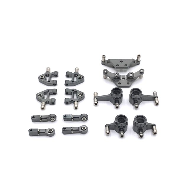 Ounissouiy Juego de copas de buje de dirección de torre de choque de brazo para 1/28 Wltoys K969 accesorios de actualización de aleación de Kits de construcción modelo titanio