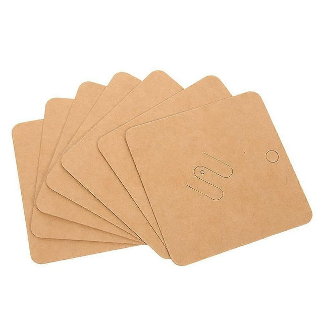 100pcs Kraft Brooch Pin Cards, Blank Jewelry Display Cards for Earrings, Necklaces, Bracelets, Hair Clips – Custom Branding & Unique Design