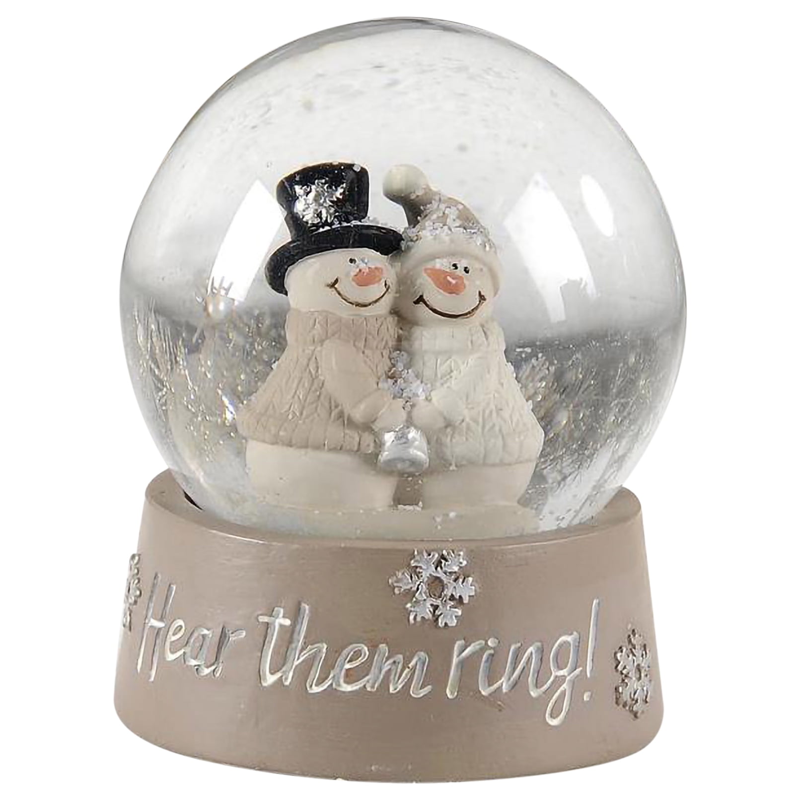 Hear Them Ring Bell Winter White 3 x 3 Resin Stone Christmas Snow Globe