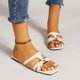 thumbnail image 5 of Sandalias y pantuflas planas de playa decorativas de metal con punta cuadrada para vacaciones de ocio para mujer Wmkox8yii ytu2453, 5 of 7