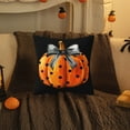 thumbnail image 4 of SLYNSHome Halloween Pillowcase,17.7x17.7Inch Pumpkin Throw Pillow Covers with Patterns Washable Cushion Covers Detachable Linen Pillow Case for Home Office Halloween Decorations, 4 of 7