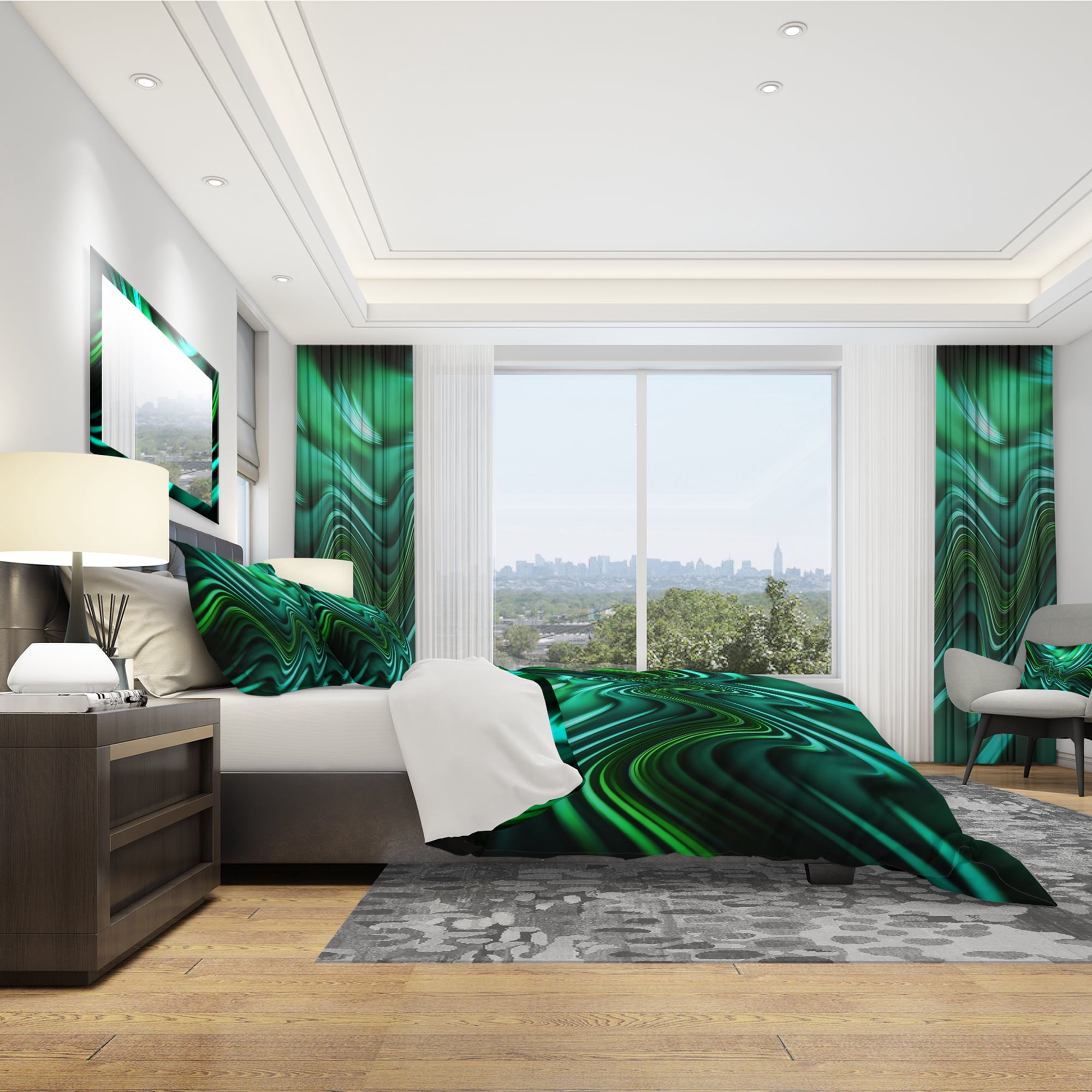 Designart 'Emerald Energy Green Abstract' Modern & Contemporary Duvet Cover Set