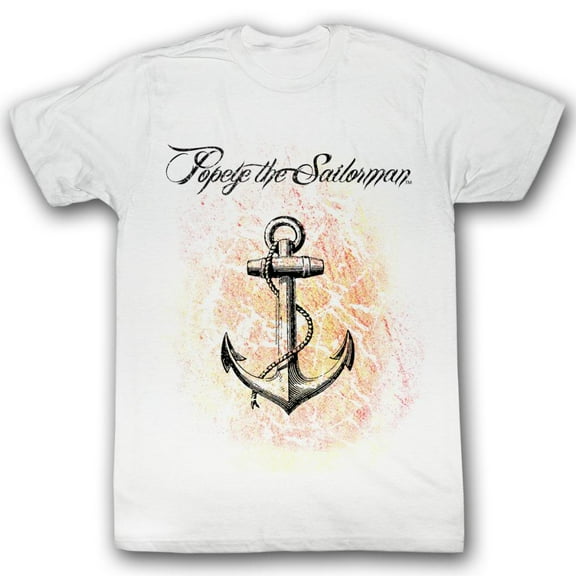 Popeye Anchor White Adult T-Shirt