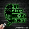 thumbnail image 5 of Craftnamesign Personalized Eat Sleep Hockey Repeat Metal Sign, Hockey Stick Metal Wall Art, 5 of 5