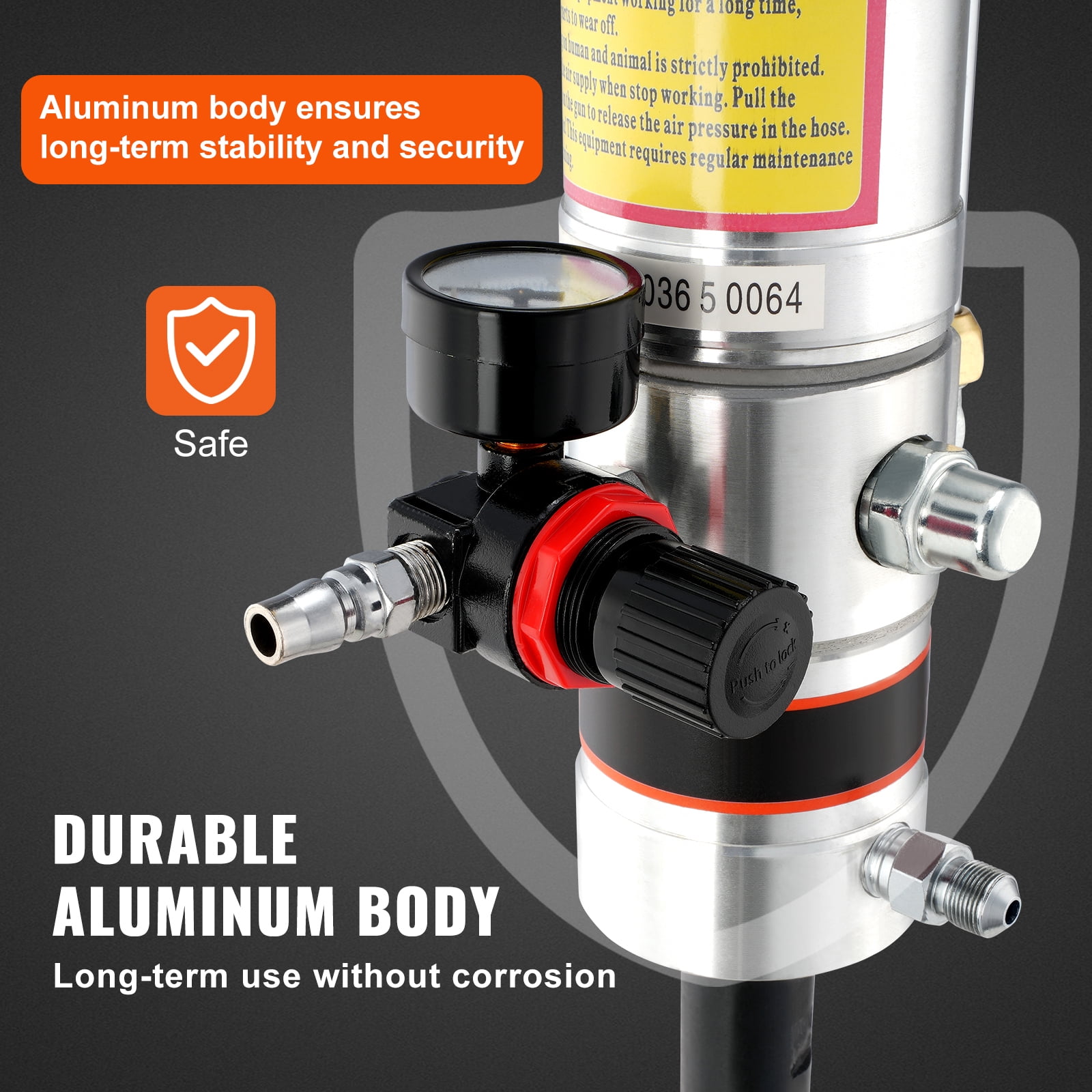 KFFKFF Grease Pump Air Operated Grease Pump 0.6-0.8Mpa 13 ft Hose & Grease Gun