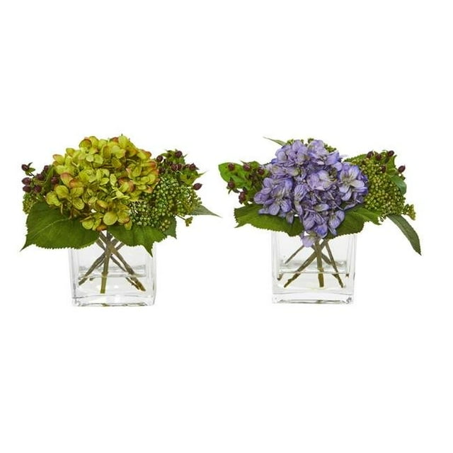 Nearly Natural 4347-S2 Hydrangea Artificial Arrangement - Set of 2