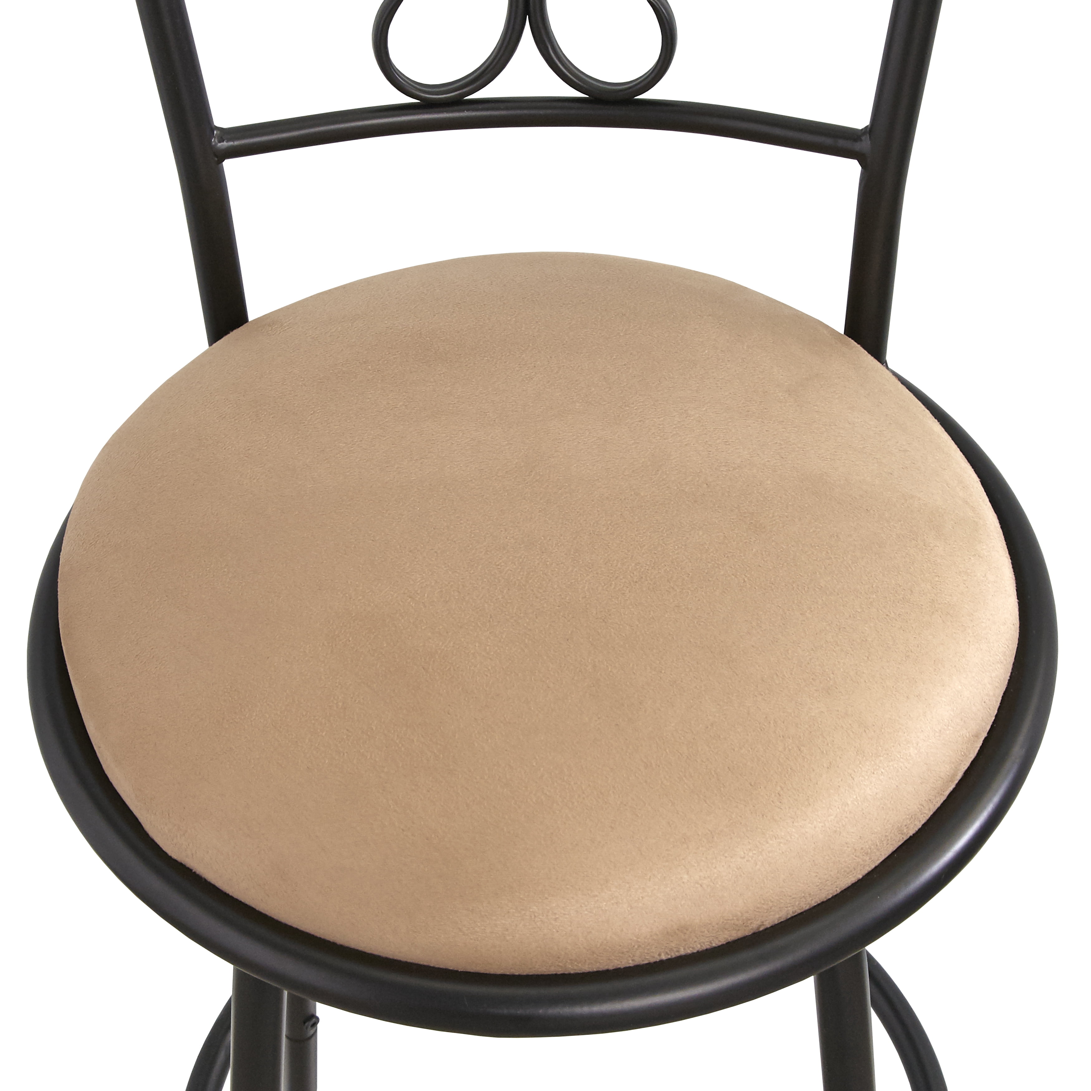 Mainstays Gillian Adjustable Height Swivel Barstool, Black/Tan, Set of 3
