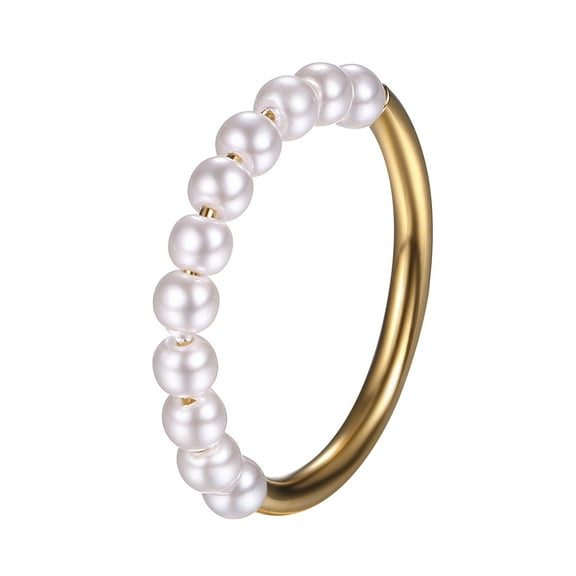 Avaner Freshwater Pearl Ring for women,Dainty Minimalistic Stainless Steel Gold Stacking Statement Wedding Finger Pearl Rings Holiday Gift for Women