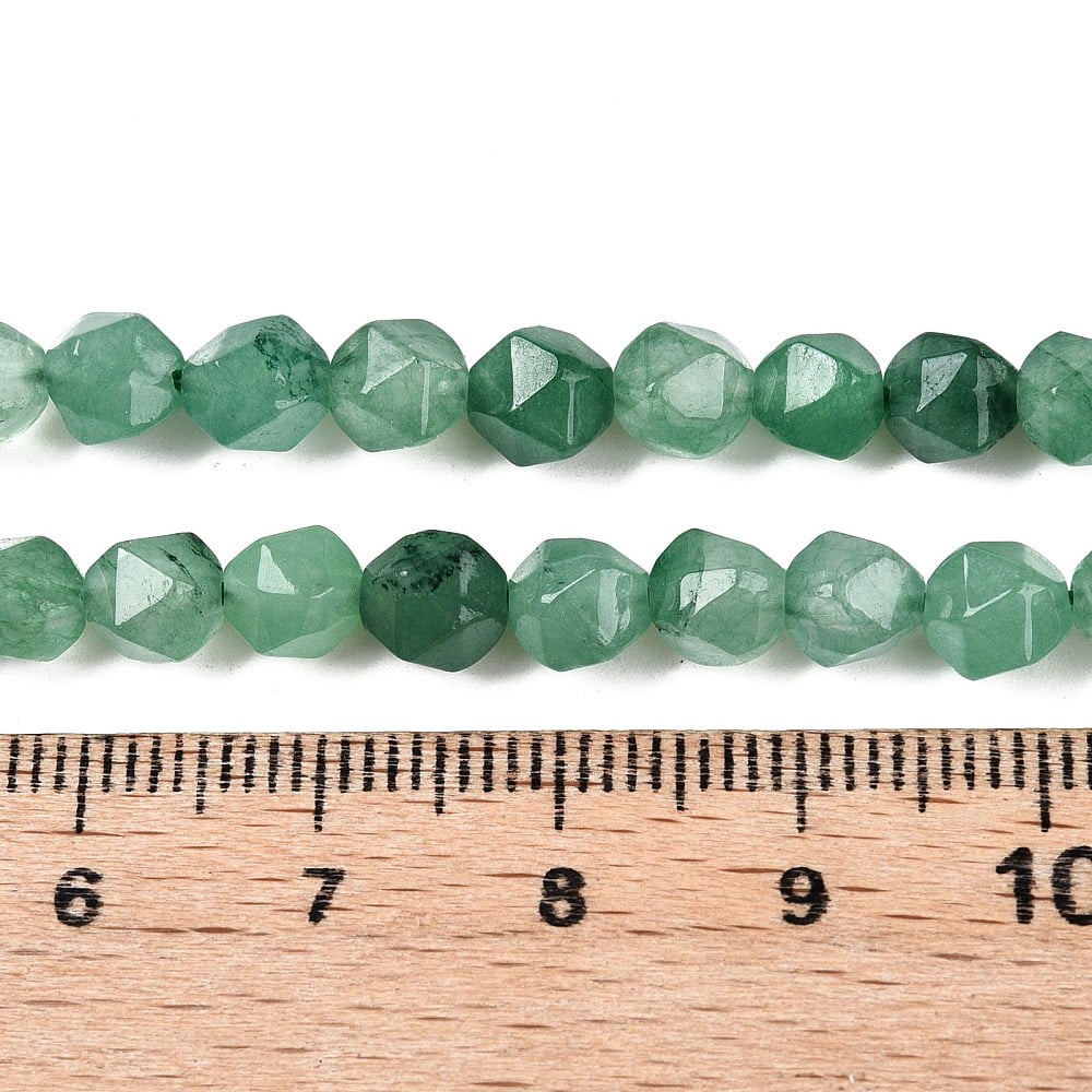 Natural Green Aventurine Beads Strands Round Faceted 5.5~6x5.5~6.5mm Hole: 1mm about 60~62pcs/strand 14.17~14.88''(36~37.2cm)