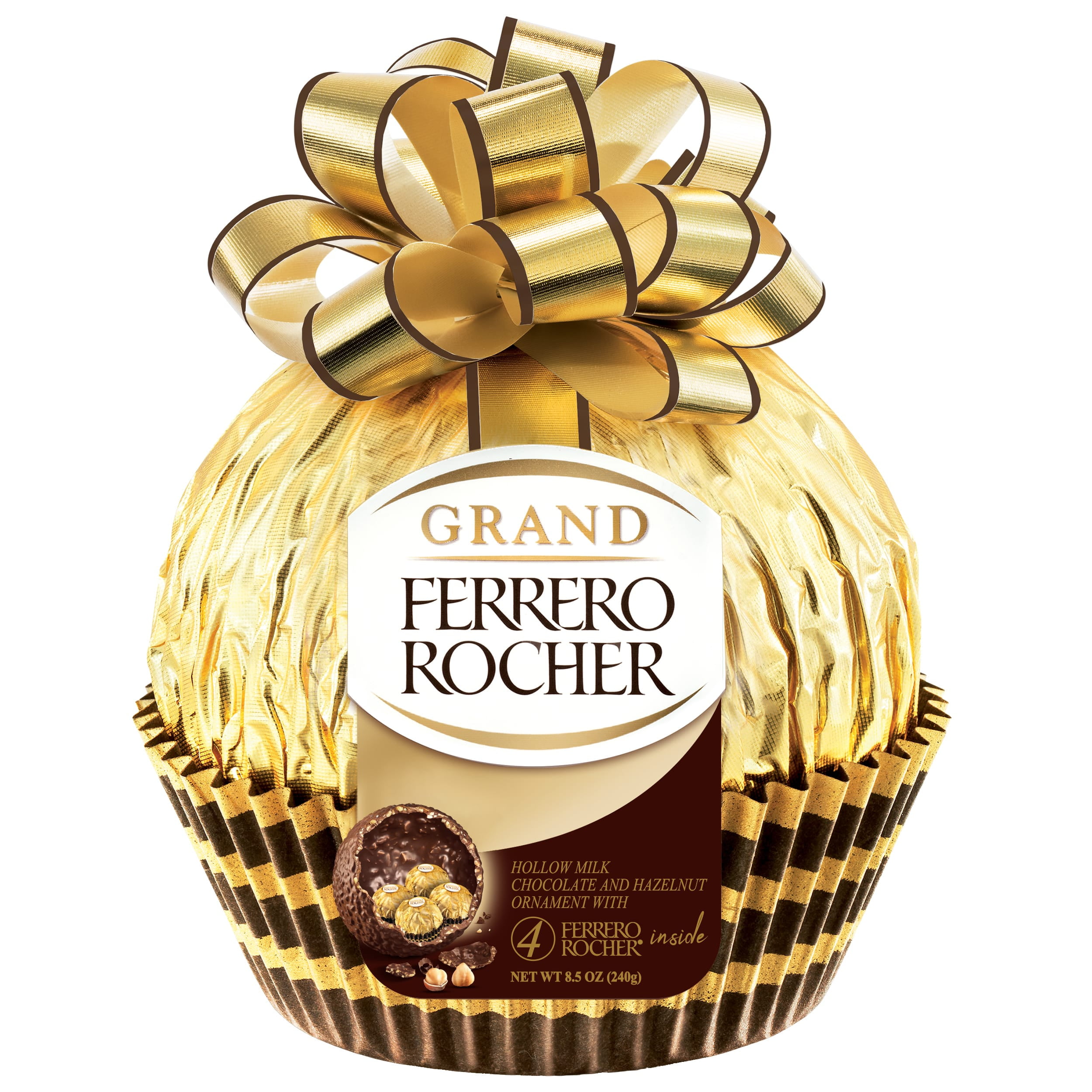 Grand Ferrero Rocher Premium Gourmet Milk Chocolate Hazelnut, A Great Easter Gift, 8.5 oz