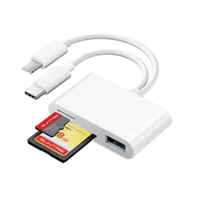 SD Card Reader for iPhone, iPad, USB C and Lightning Dual Port SD Card Adapter, Memory Card Reader for Camera Adapter, Support SD, Micro SD, USB 3.0, No App Driver Required