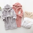 thumbnail image 2 of LYMAYTER Kids Flannel Robe Winter Hooded Bathrobe for 1-12Y Soft Animal Print Robe Kids Toddler Sleepwear, 2 of 7