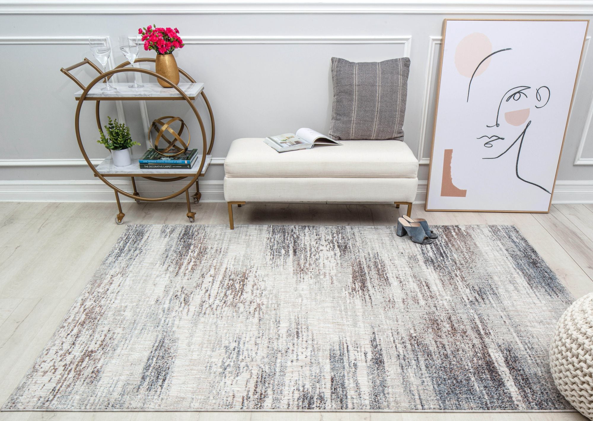 Mason Brooks Cressida CA20A Misty Silver Abstract Contemporary Gray Area Rug, 2'6" x 8'