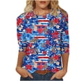 thumbnail image 2 of JOANKDMI Women's American Flag Shirts 3/4 Sleeve 4th of July Independence Day Crew Neck Tops Patriotic Holiday Festival Fashion T Shirts, 2 of 7