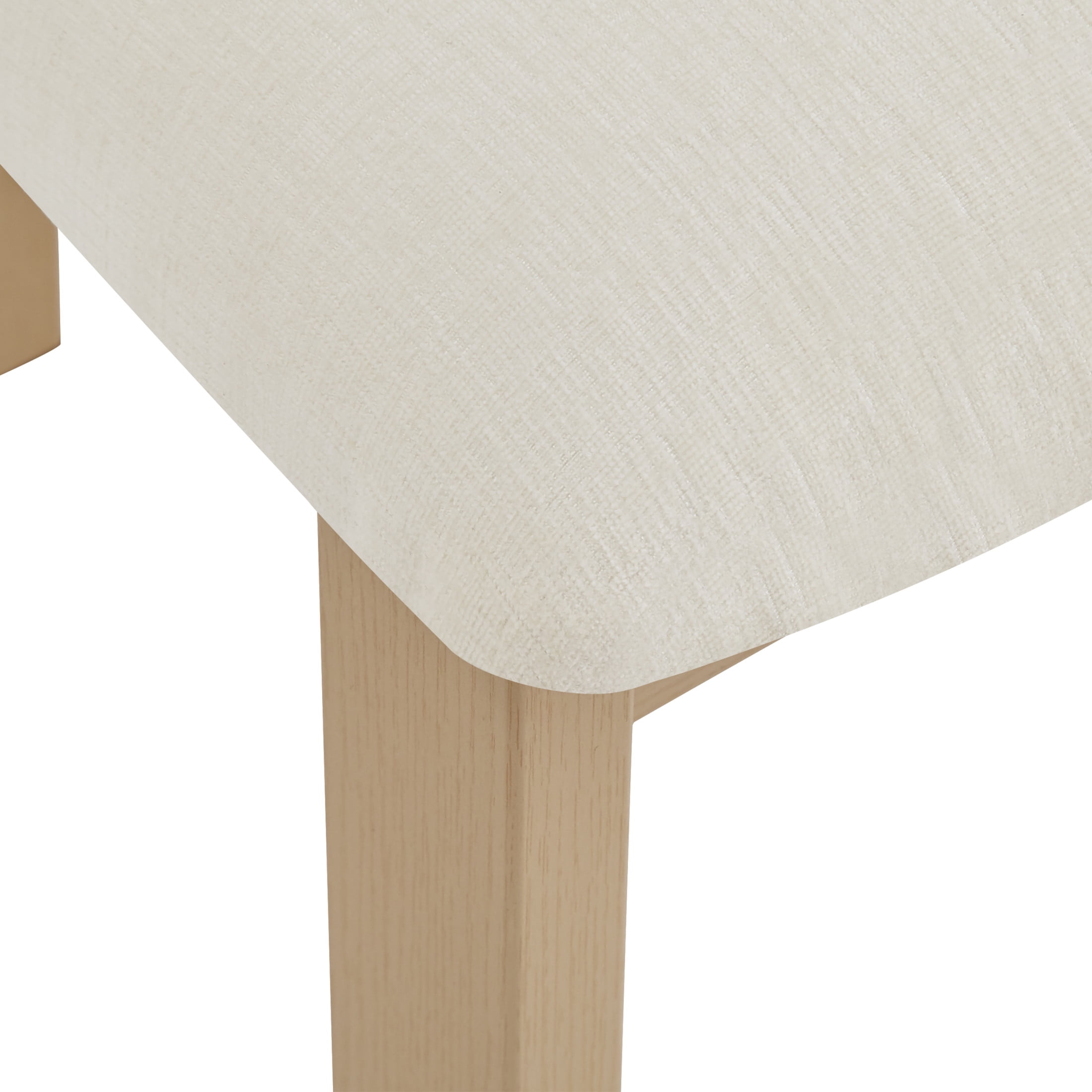 Simplicity Armless Dining Chairs with U-Shaped Seats & Metal Legs, Beige+Natural, Set of 2