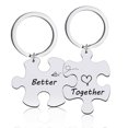 thumbnail image 1 of Kkkded Couple Keychain 2-Pcs Couple Keychain & Necklace, Together Better Puzzle. DIY Key Ring & Pendant., 1 of 7