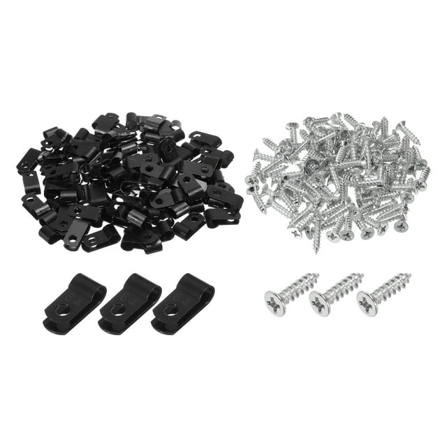 Unique Bargains R-Type Cable Clip Wire Clamp, 6.4mm 0.25 Inch Nylon Clips Black 200Pcs