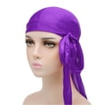 thumbnail image 4 of Unisex Satin Durag Long Tail Wide Straps for 360 Waves Silk-like Elastic Compression Headwrap for Men Women Breathable Smooth Sleeping Hair Bonnet, 4 of 4