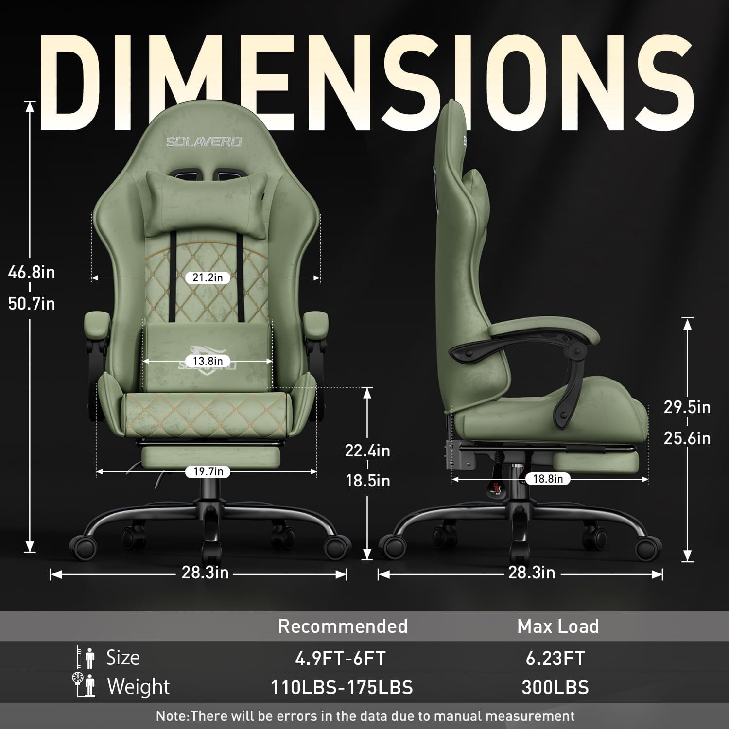 HLDIRECT Gaming Chair, Ergonomic Fabric Gamer Chair, Video Game Chair with Footrest and Massage Lumbar Cushion, Computer Office Chair