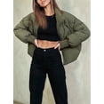 thumbnail image 5 of Women'S Winter Cropped Puffer Jacket Coat Short Warm Quilted Jacket Green XS, 5 of 6