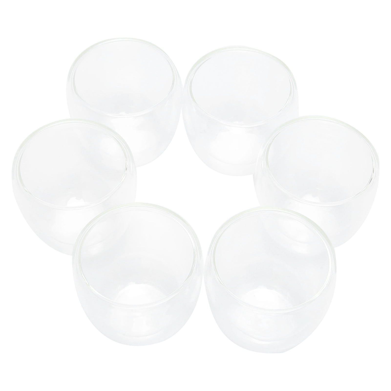 Suodoka 6-Piece 100ml / 3.4oz Double Wall Insulated Coffee Cups, Transparent Heat-Resistant Borosilicate Glass Mugs for Espresso, Tea, Milk, and Beverages