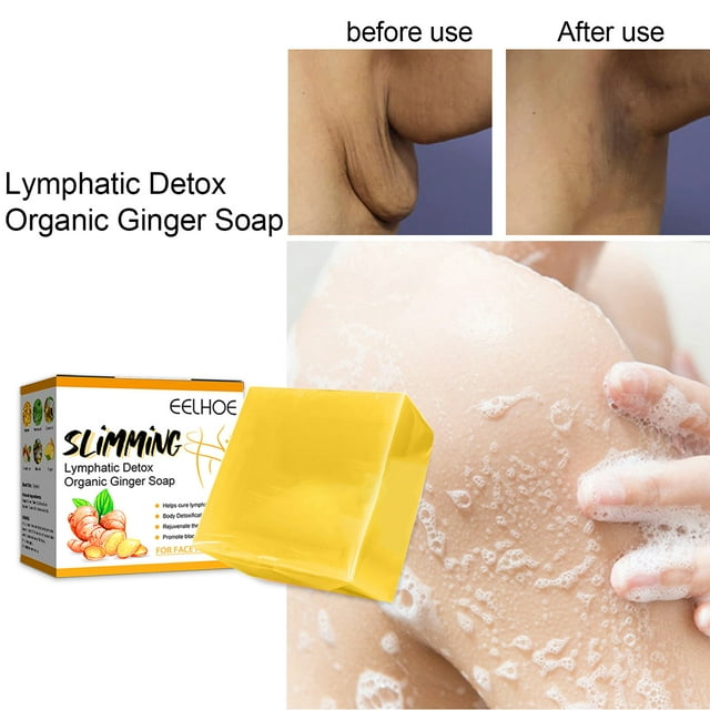 Jabón adelgazante de jengibre, jabón orgánico desintoxicante, drenaje linfático, jabón de jengibre natural, alivia la hinchazón y el dolor, hidratante, limpieza profunda, jabón de baño eficaz para hombres y mujeres Rojo Verde