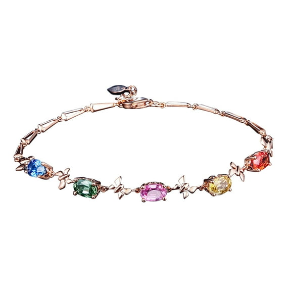 Ayyufe Elegant Multicolor Oval Rhinestone Butterfly Women Bracelet Party