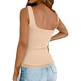 thumbnail image 6 of GXIPO Womens Square Neck Double Lined Tank Tops Low Back Fitted Sleeveless Tops Khaki 2XL, 6 of 6